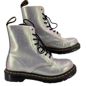 Dr. Martens Womens  7 Pascal Iridescent Croc Leather Boots